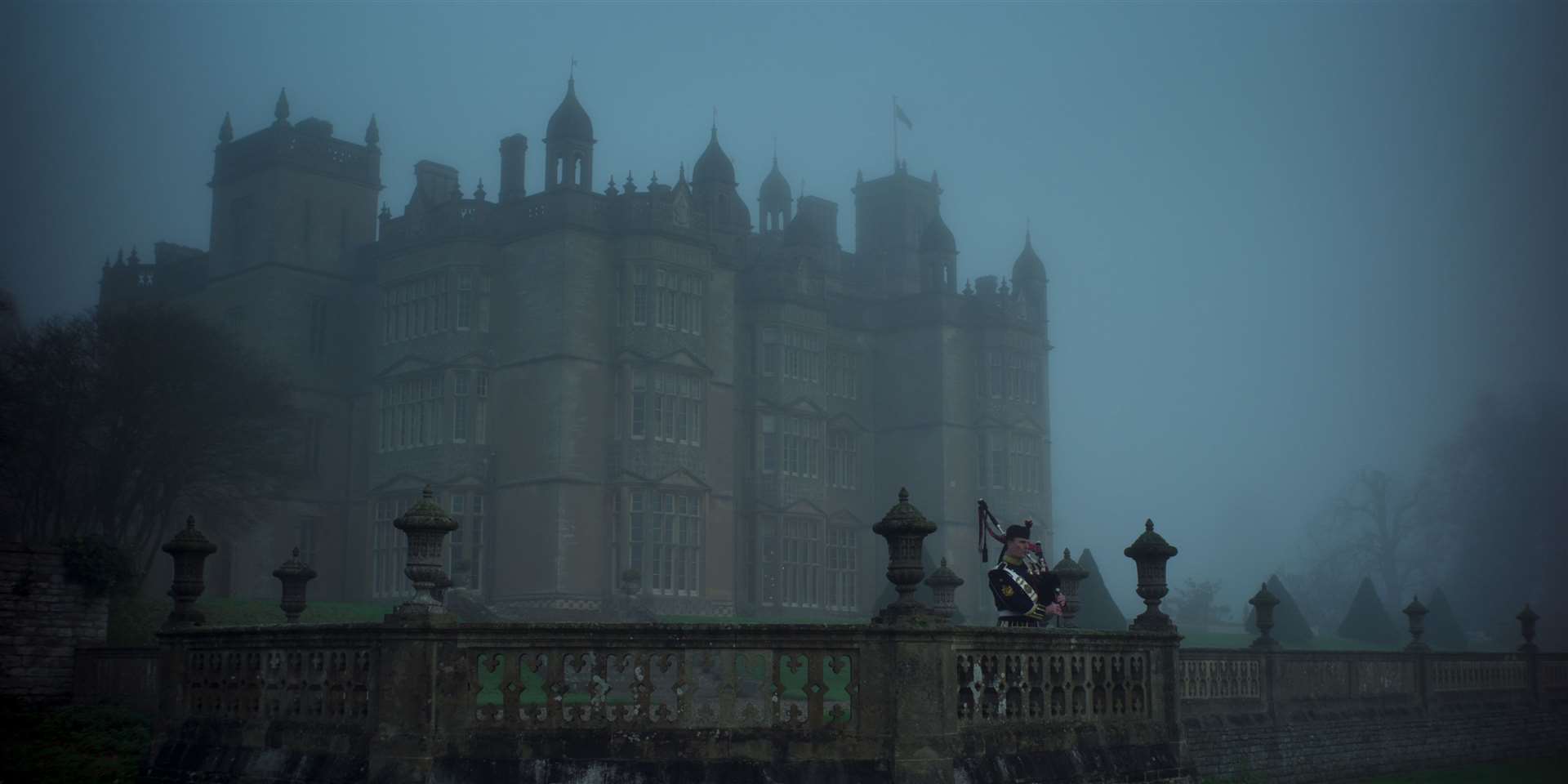 Burghley House is the backdrop for The Crown. Photo: Netflix
