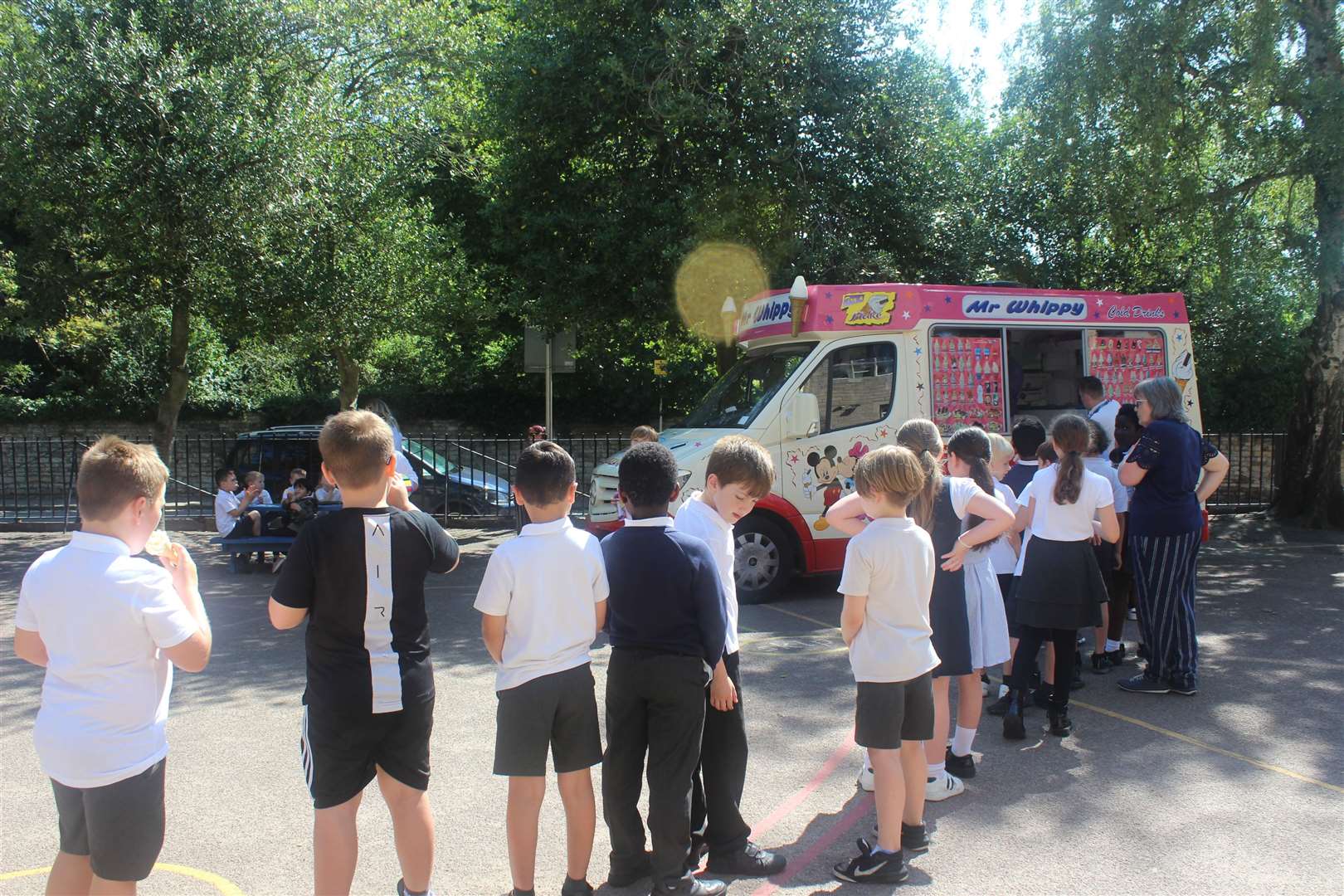 A long line for the ice cream!