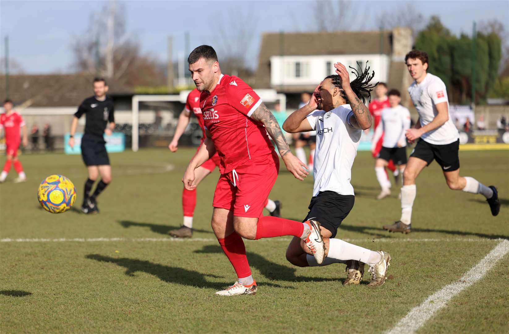 Action from Stamford's draw at Royston Town on Saturday. Photo: Rob O'Brien