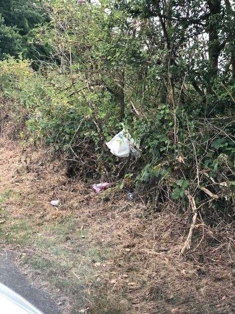 Litter left behind by enthusiasts and spectators on Longhedge Lane. Photo: Peter Moyes. (61714268)