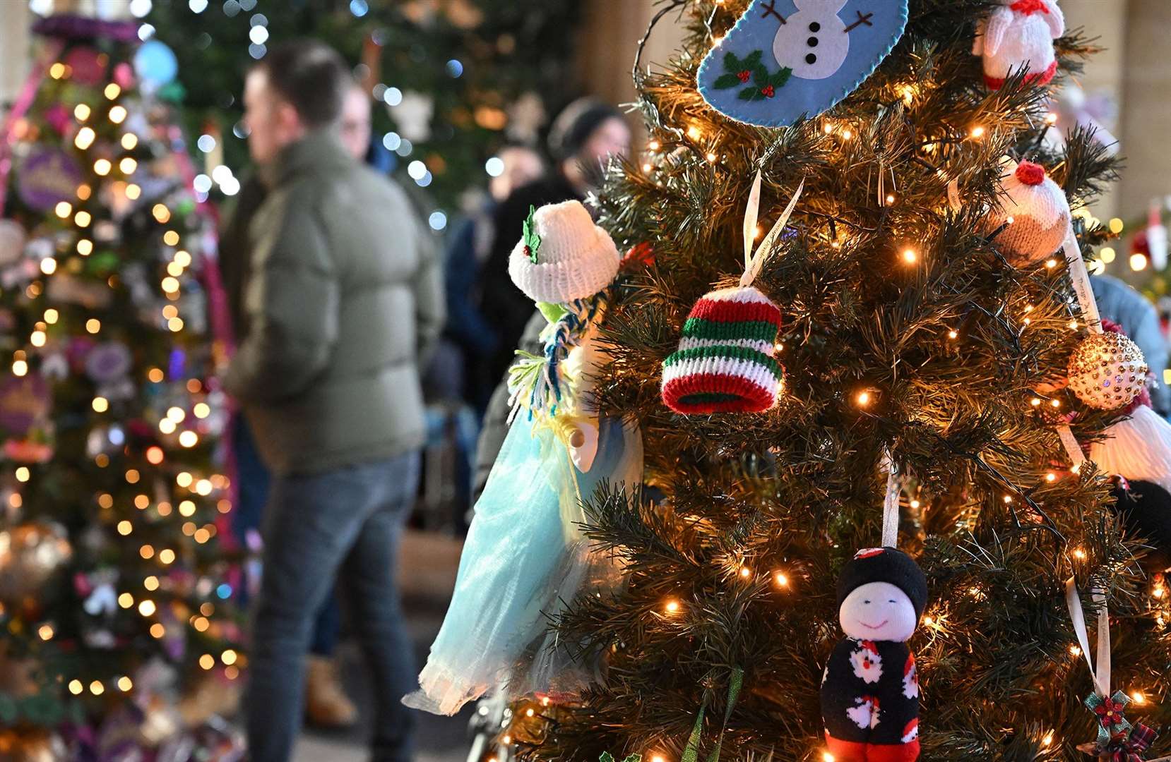 Visitors enjoying the St Wulfram's Christmas Tree Festival and skating rink.