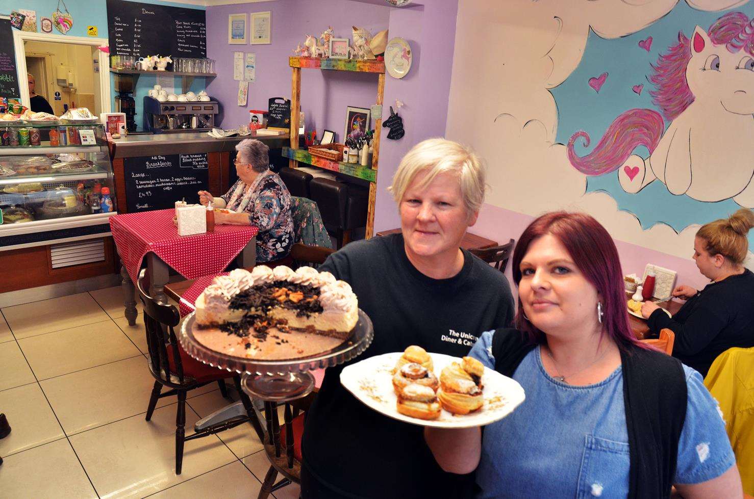 Michelle Jackson and Pippa Dawson at the Unicorn Diner.