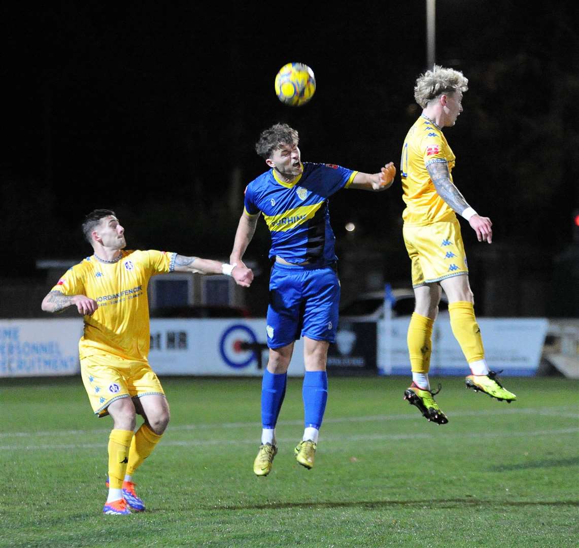 Action from Spalding's home defeat to Leiston. Photo: Chris Lowndes