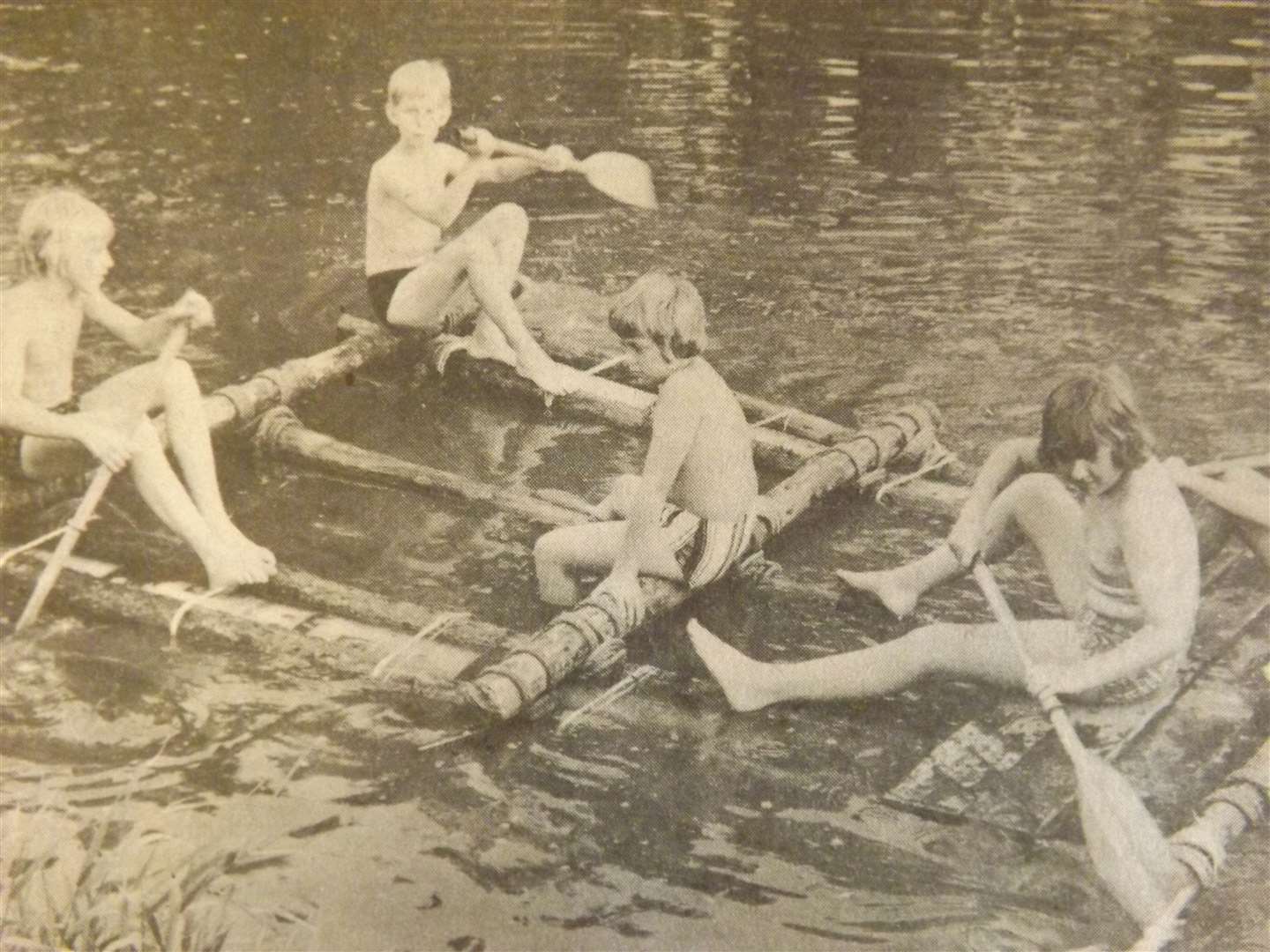 50 years ago: August 24, 1973 – 'Sea Scouts' on board their 'Kon Tiki' raft on the Welland near the Town Bridge at Stamford. See story in 50 Years Ago section.