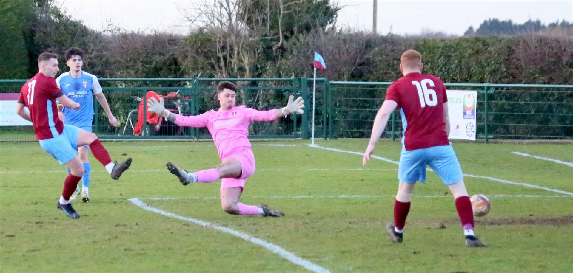 Match action from Deeping Rangers' victory over Kimberley Miners Welfare. Photo: Jason Richardson