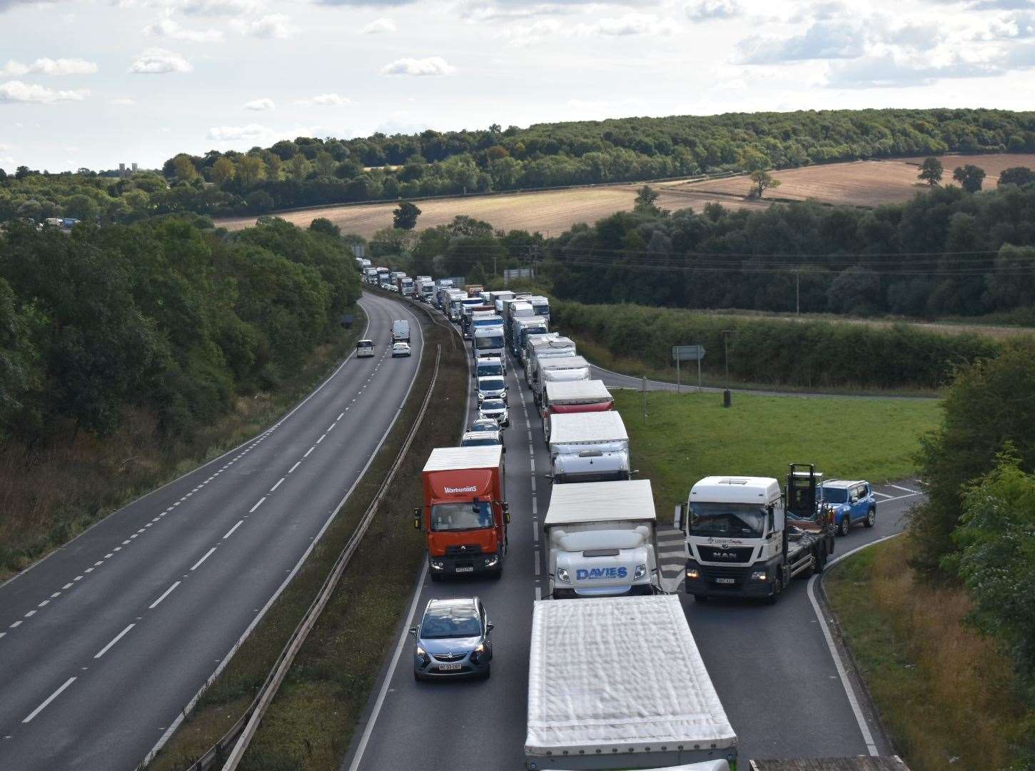 National Highways reported five-mile queues on the approaches to the closure. Photo: Roger Mortiss