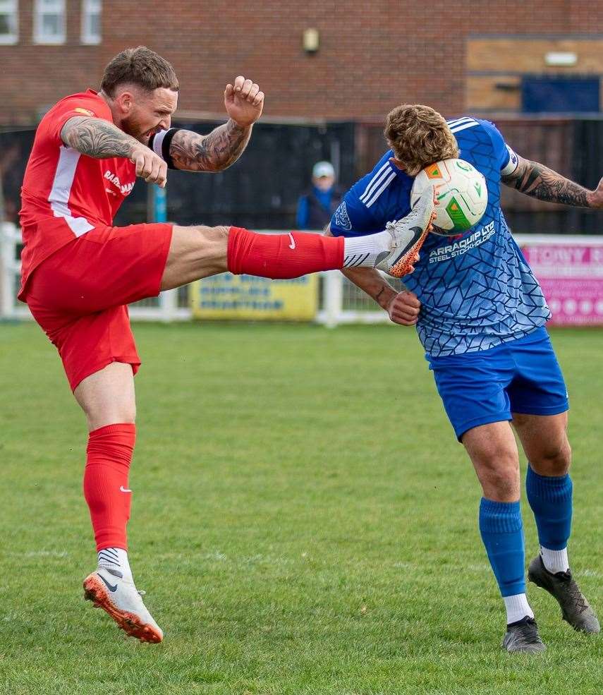 Action from Harrowby's home defeat to Melton Town. Photo: Steve Nesbitt @lincssnapper