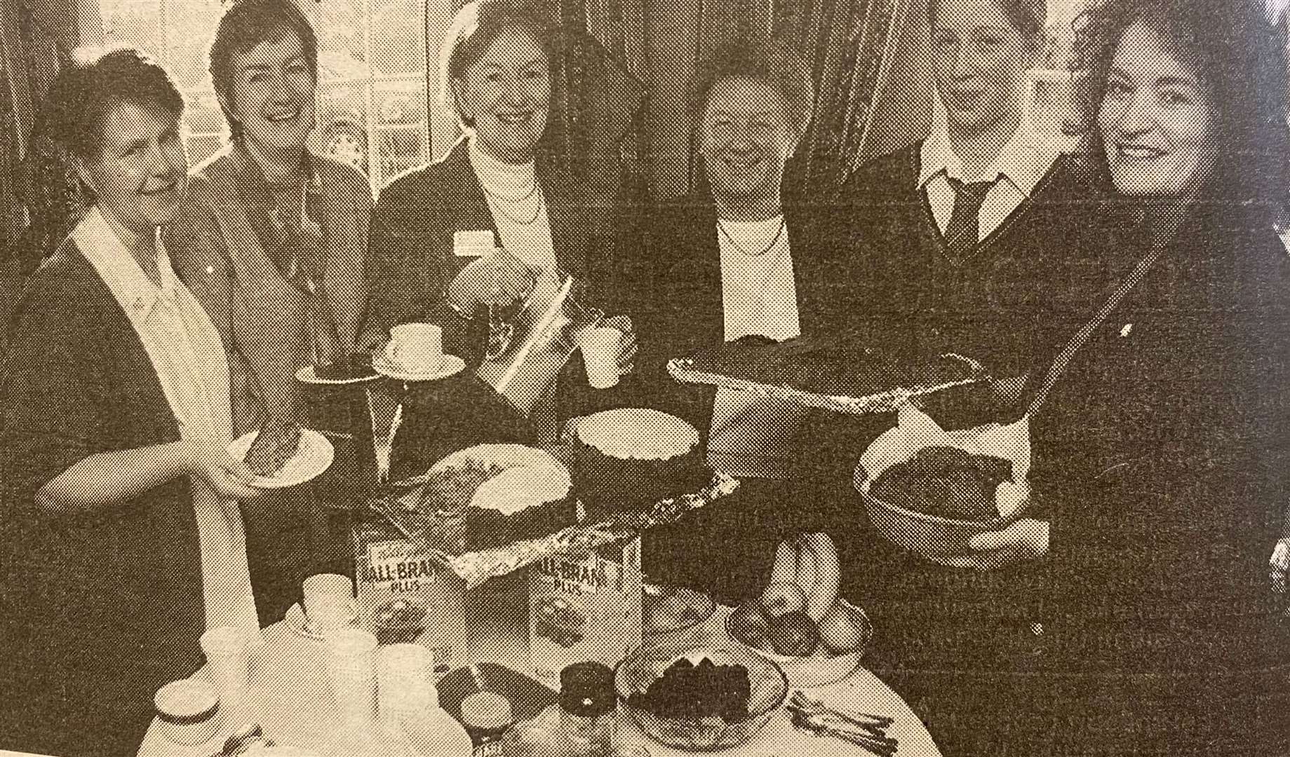 Some of those who took part in the charity breakfast at Priory Court, Stamford, 25 years ago. Pictured are: Gill Bolton (left), Janet Gorrie, Ros Simpson (organiser), Janet Williams, Frances Payne and Chris Hawkins (both representing Stamford High School).
