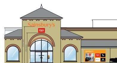 The proposed Argos sign on the front of Sainsbury's in Spalding