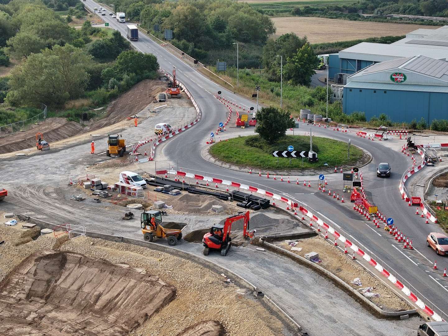 This image, released in August, shows the work that has been done since when compared. Image: Lincolnshire County Council