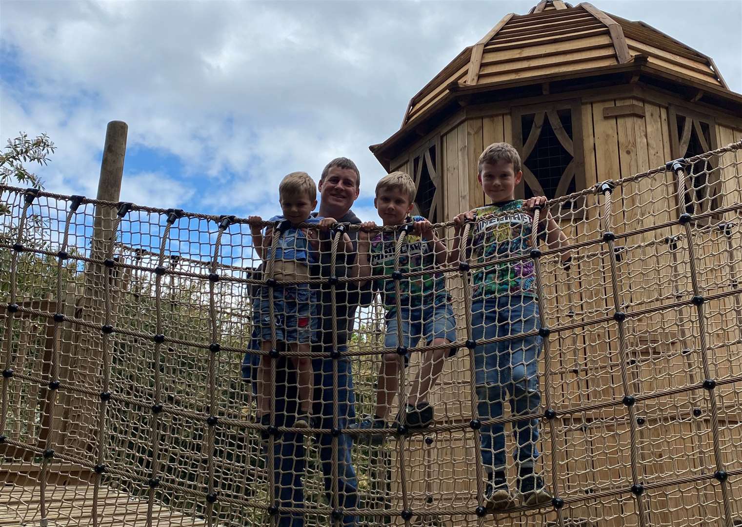 A dad joined his children on the playground