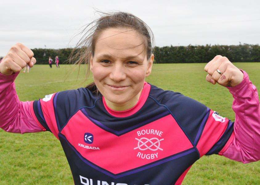 Cancer fighter Heidi Rock at Bourne Rugby Club's Fight Like A Girl Day for Cancer Research UK. Photo by Tim Wilson.