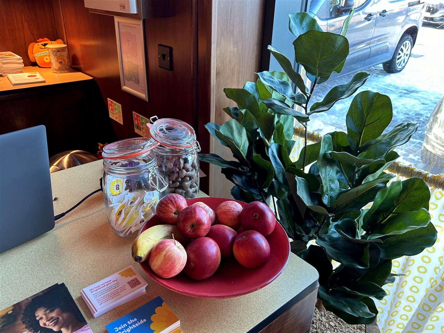Children get a free piece of fruit on their way out