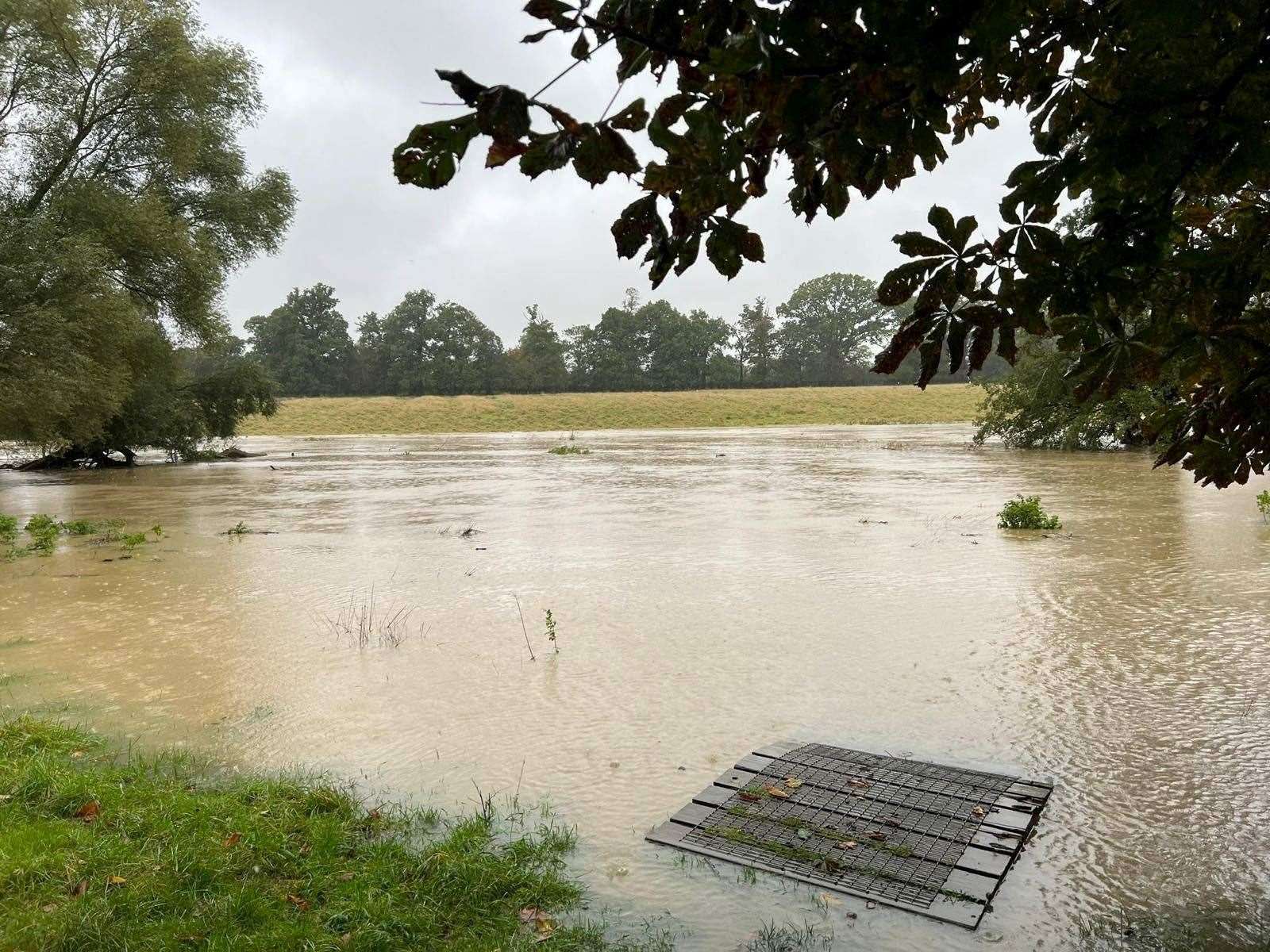 Belton House flooding when it was at its worst from Friday (October 20) until Saturday (October 21).