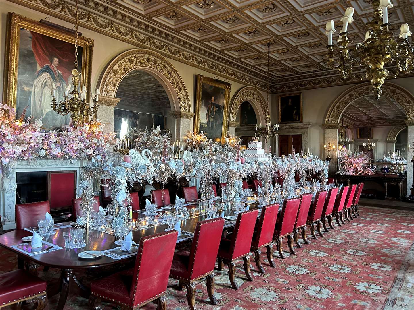The dining room features six geese a-laying and seven swans a-swimming