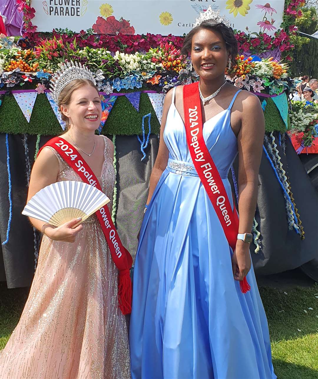 Rebecca Roberts and Demi Gilchrist Fontaine at Spalding Flower Parade 2024. PHOTO: Jenny Beake