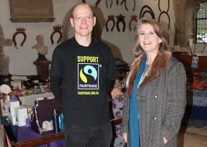 Councillor Lucy Stephenson with David Lewis, chairman of the Rutland Fairtrade Forum
