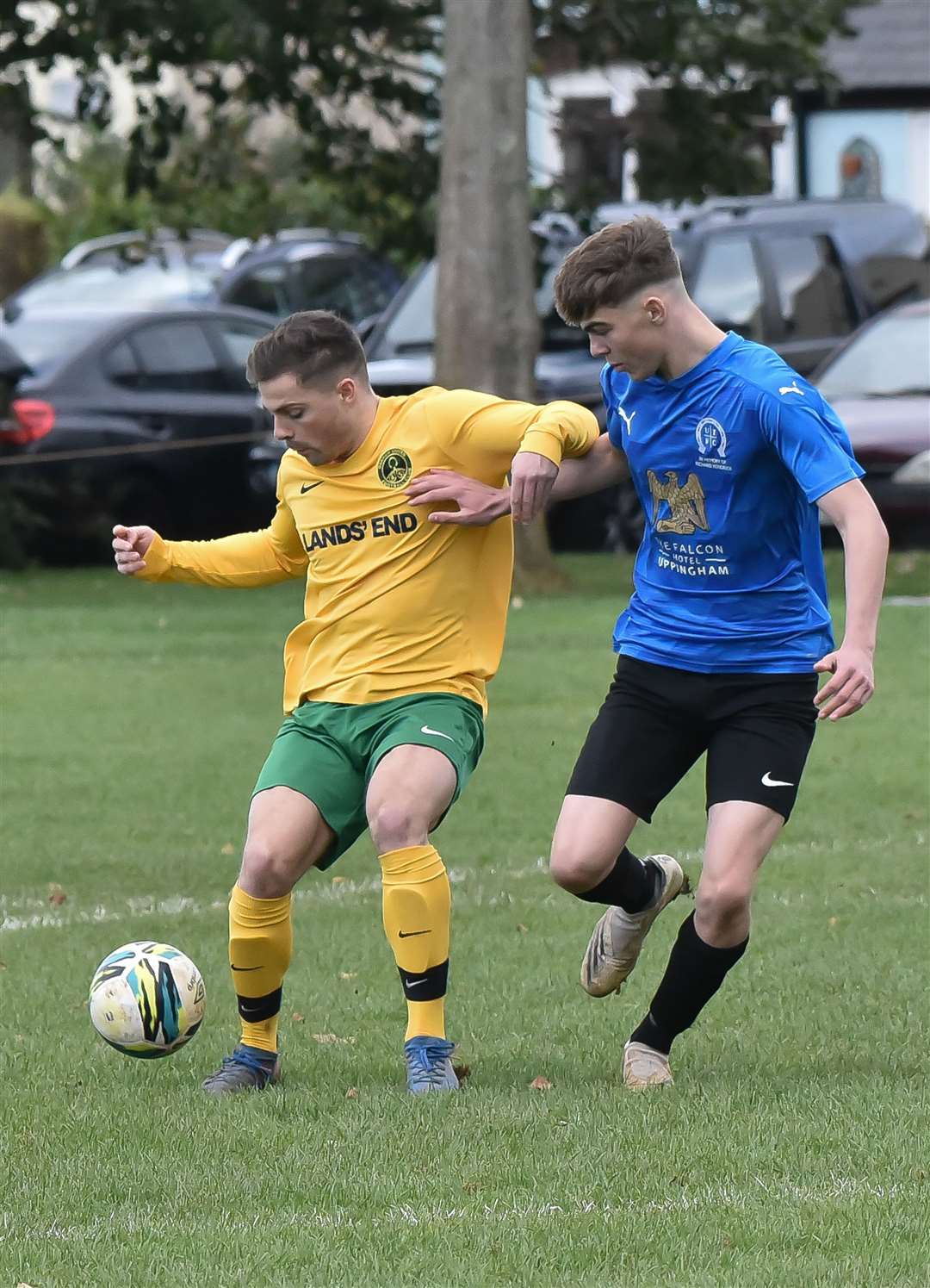 Uppingham (blue) v Oakham, Peterborough League Premier Division. Picture: David Pearson (53017291)