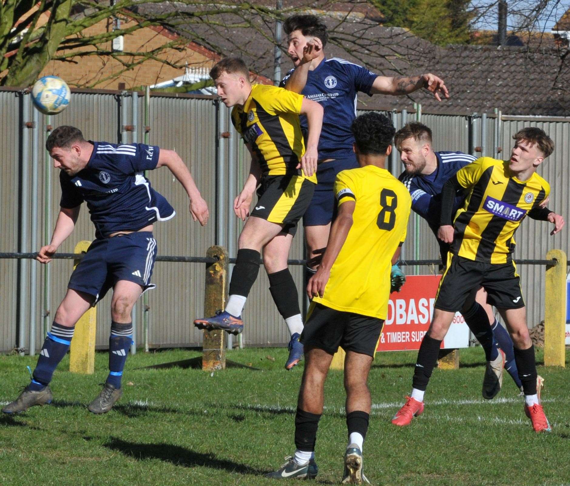 Action from Holbeach United Reserves' home game with Moulton Harrox at Carter's Park. Photo: Chris Lowndes