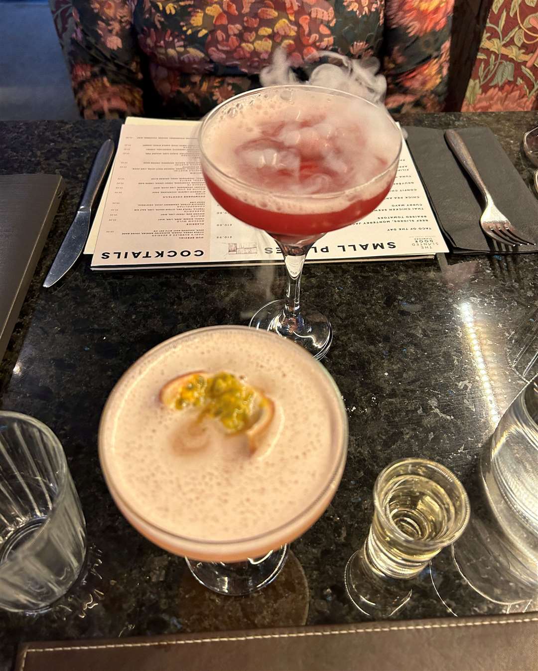 A pornstar martini and a hari's bubbles and berries
