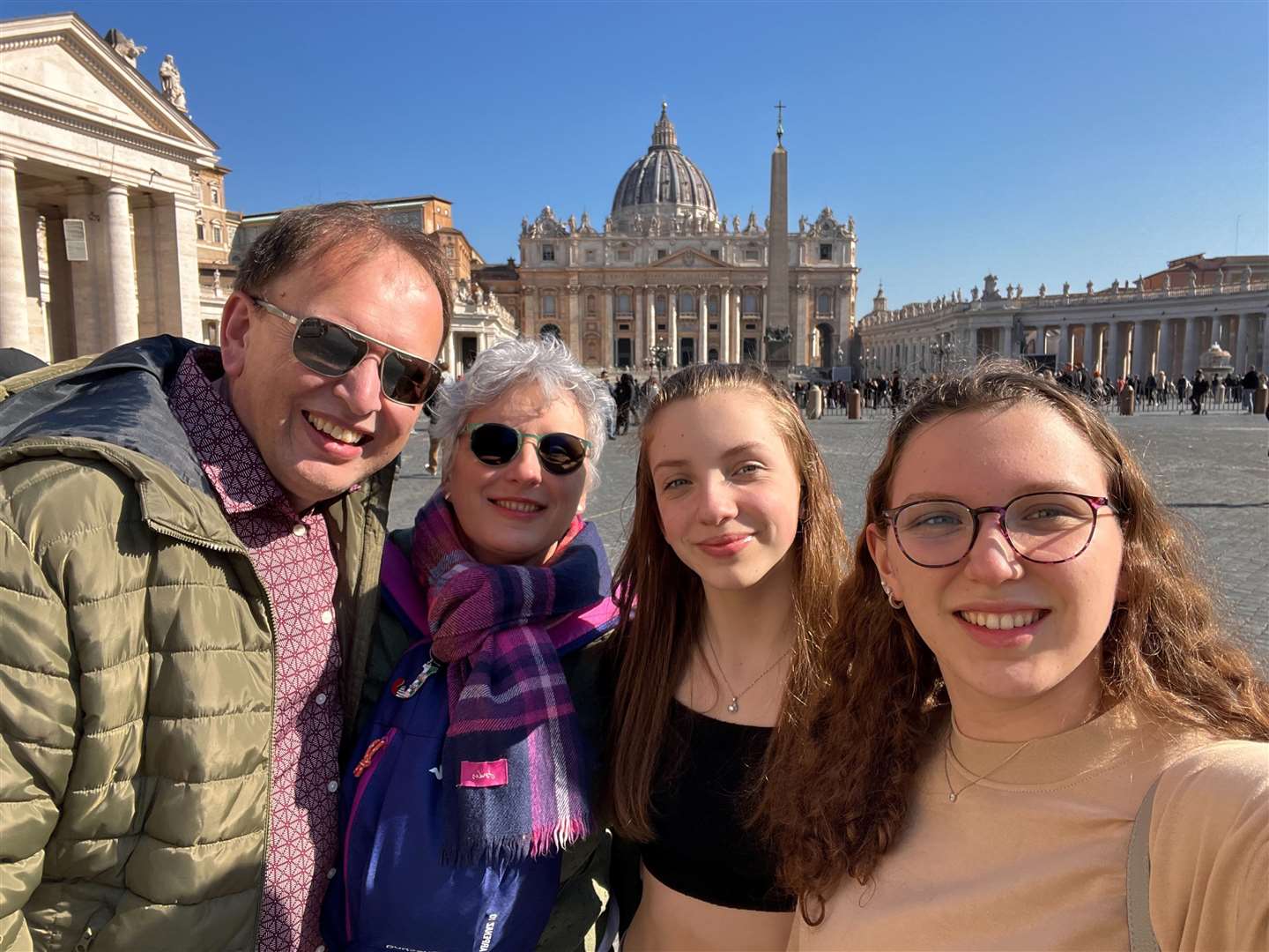 Andrew and Jackie Briggs on holiday with daughters Mollie and Emily