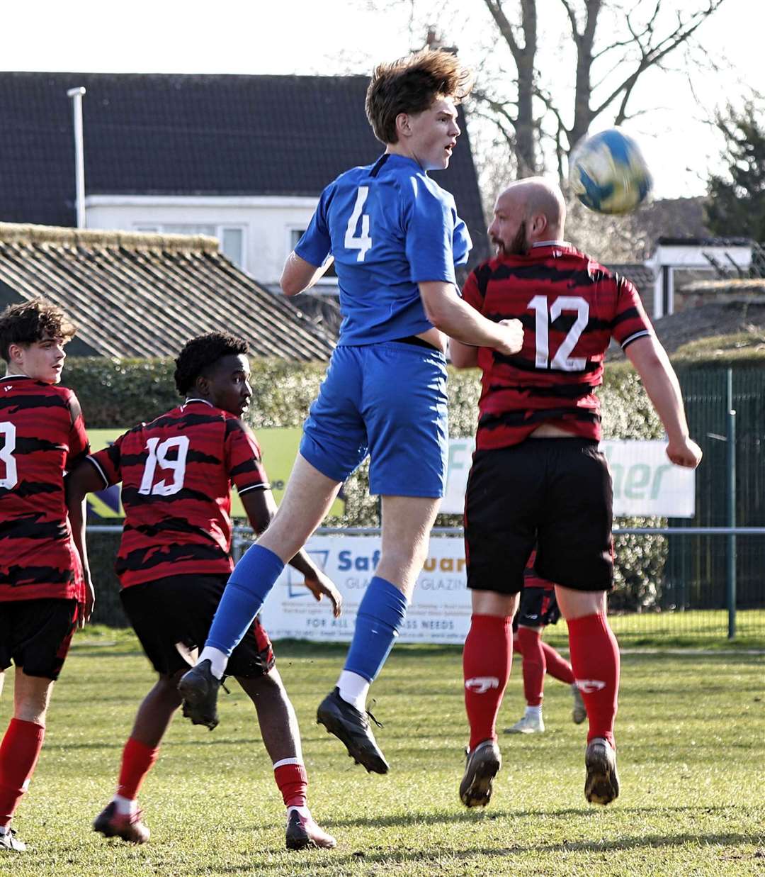 Action from Bourne Town Reserves' home draw with Park Farm Pumas in the Peterborough League on Saturday. Photos: Dave Mears