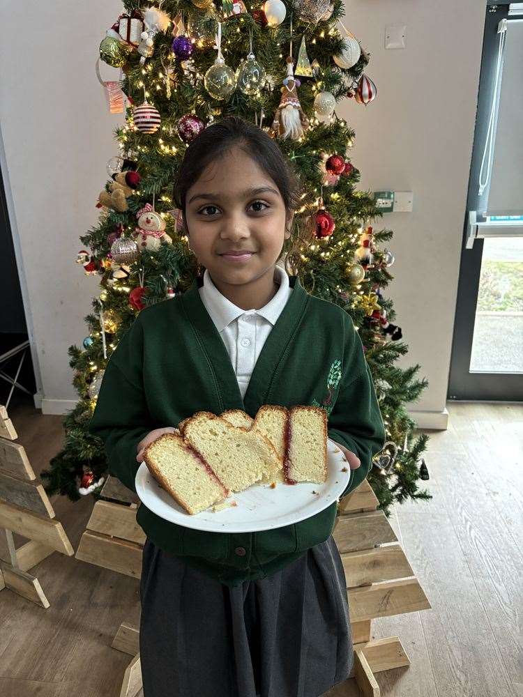 One pupil with some tasty goods.
