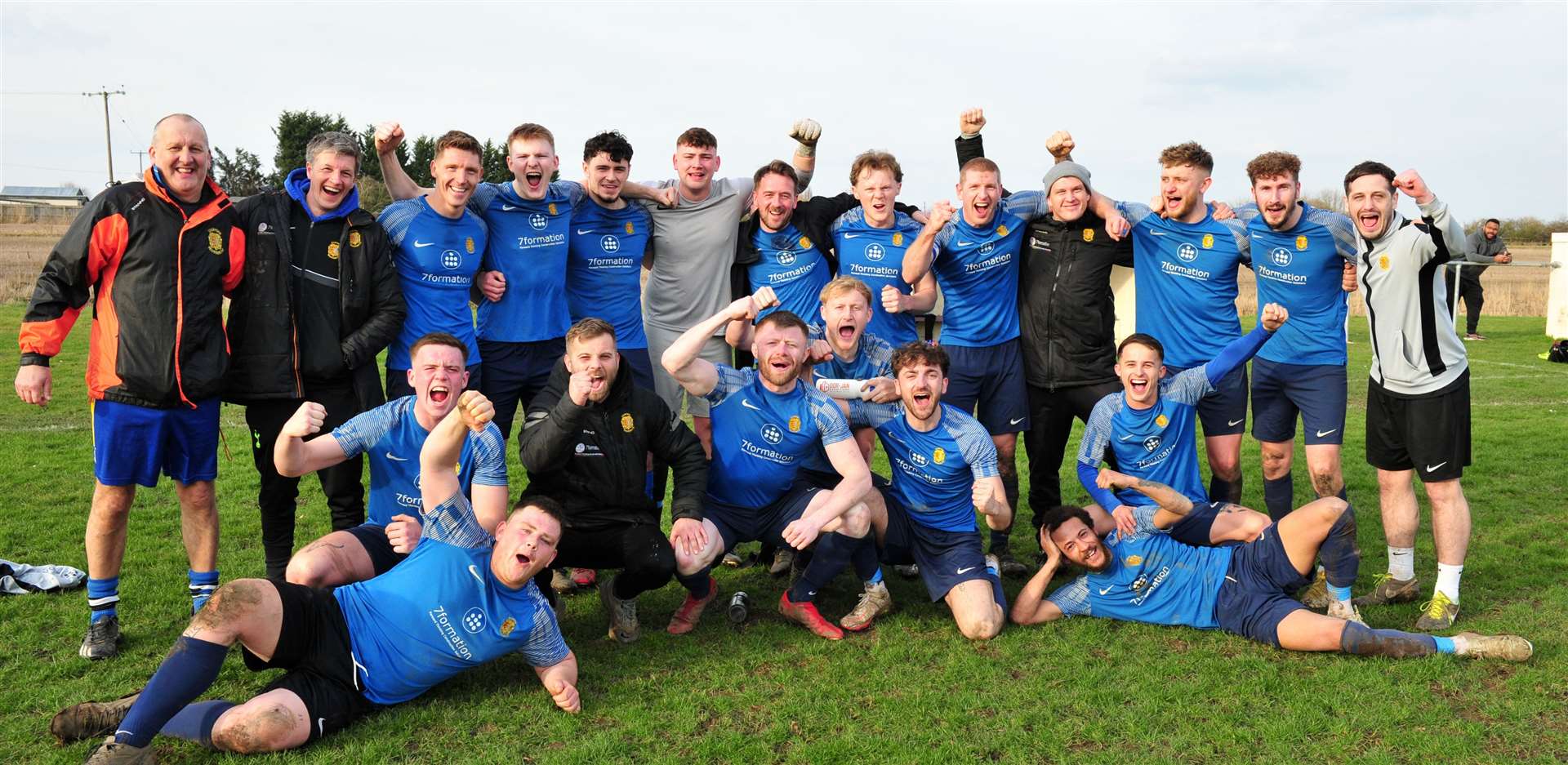 Stamford Bels celebrate their title success. Photo: Chris Lowndes