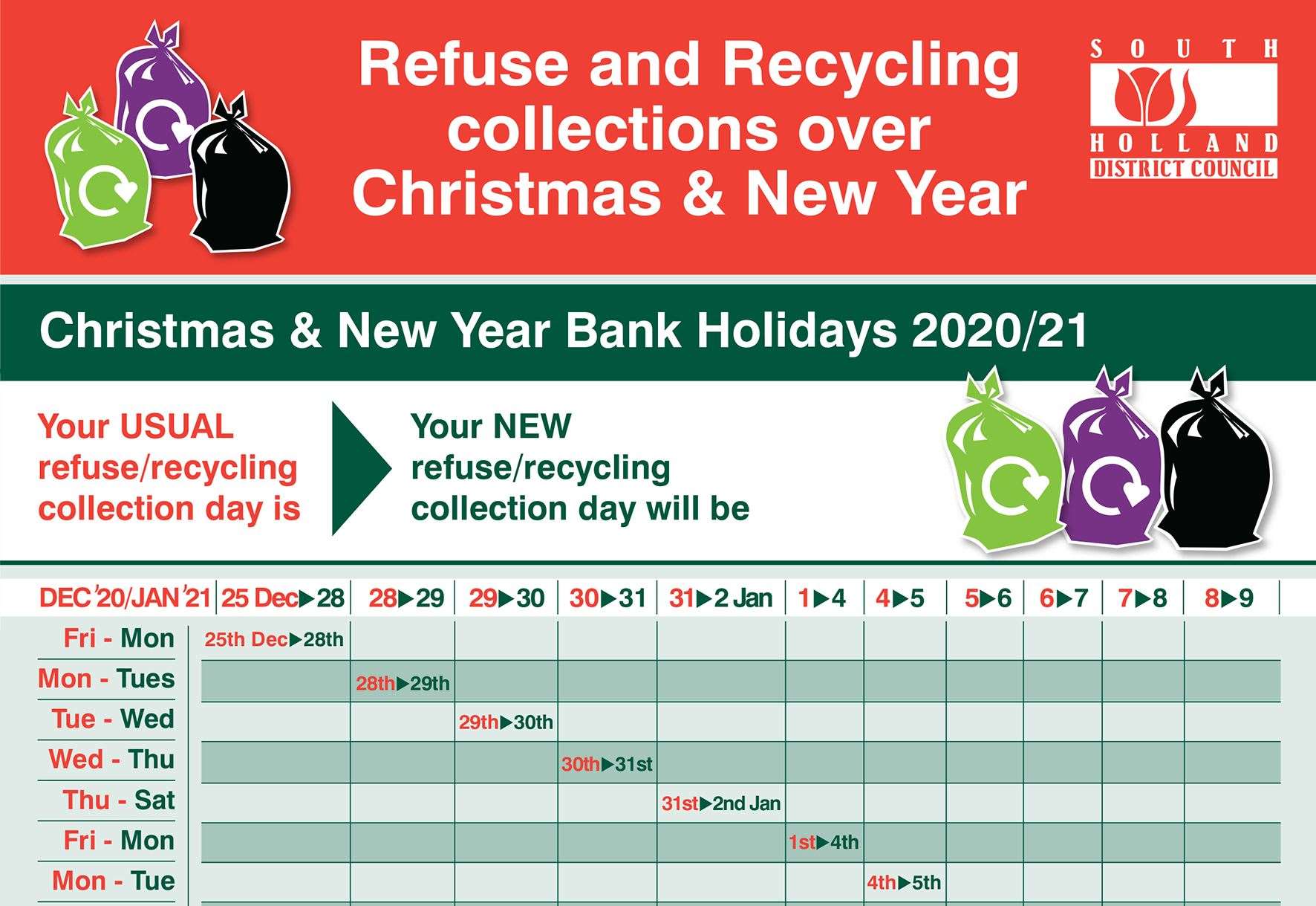 South Holland District Council announces changes to refuse collections
