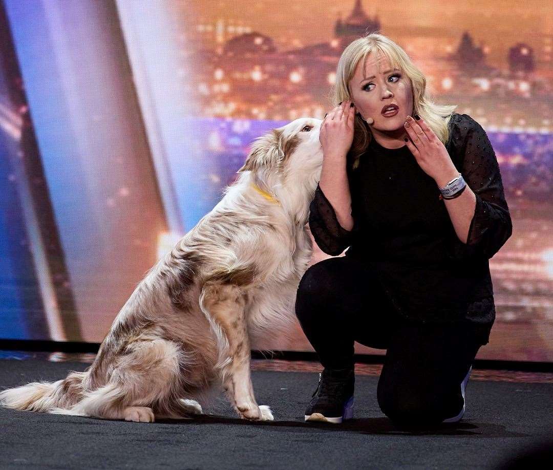 Lucy Heath, of Grantham, with dog Strike on the Britain's Got Talent stage. Photo: ITV/Britain's Got Talent