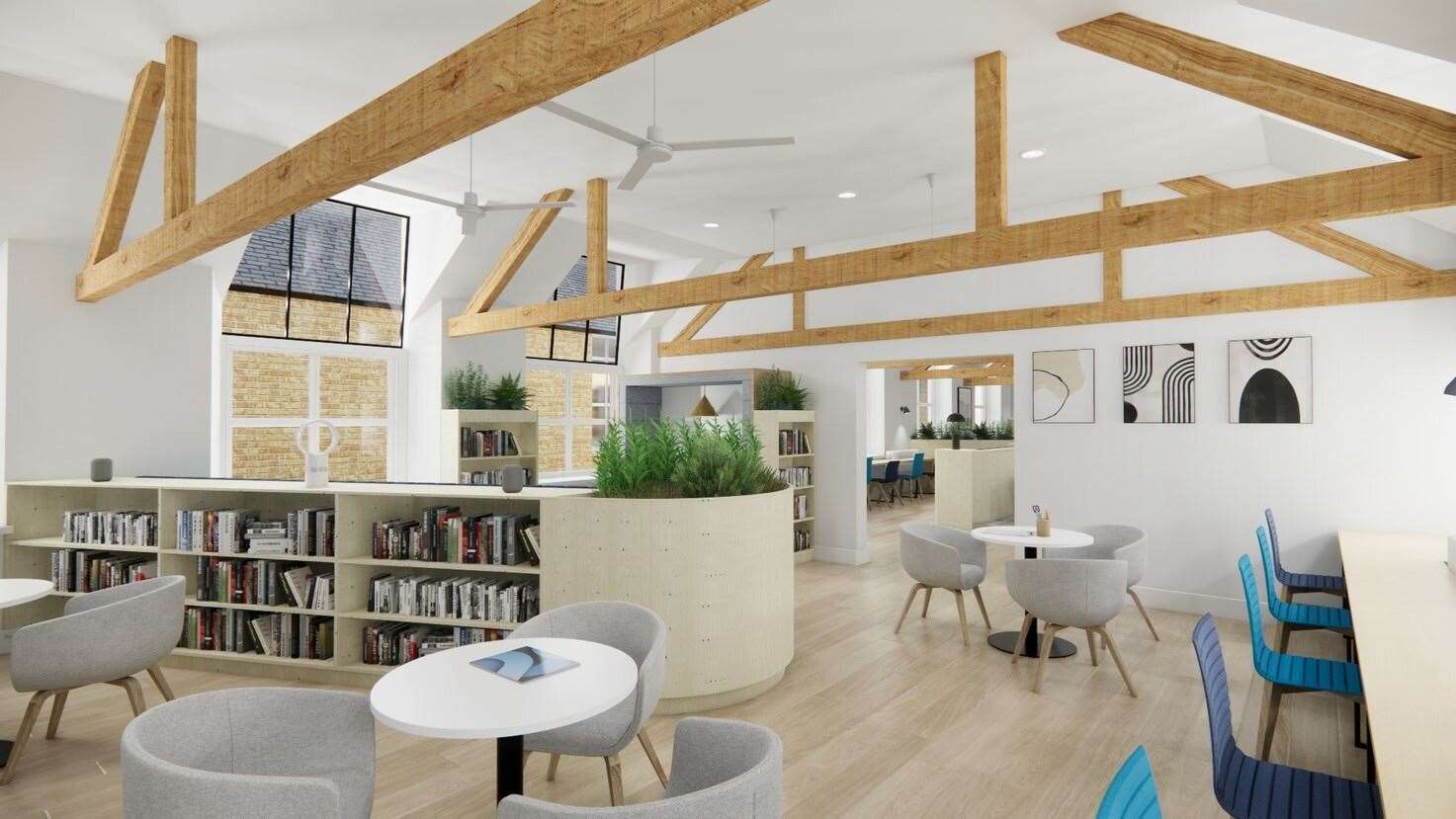 An artist's impression of a sixth-form study area at Stamford Endowed Schools