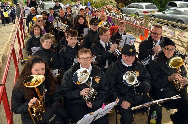 Holbeach Town Band at Moulton Chapel Tuliptime Parade in 2019