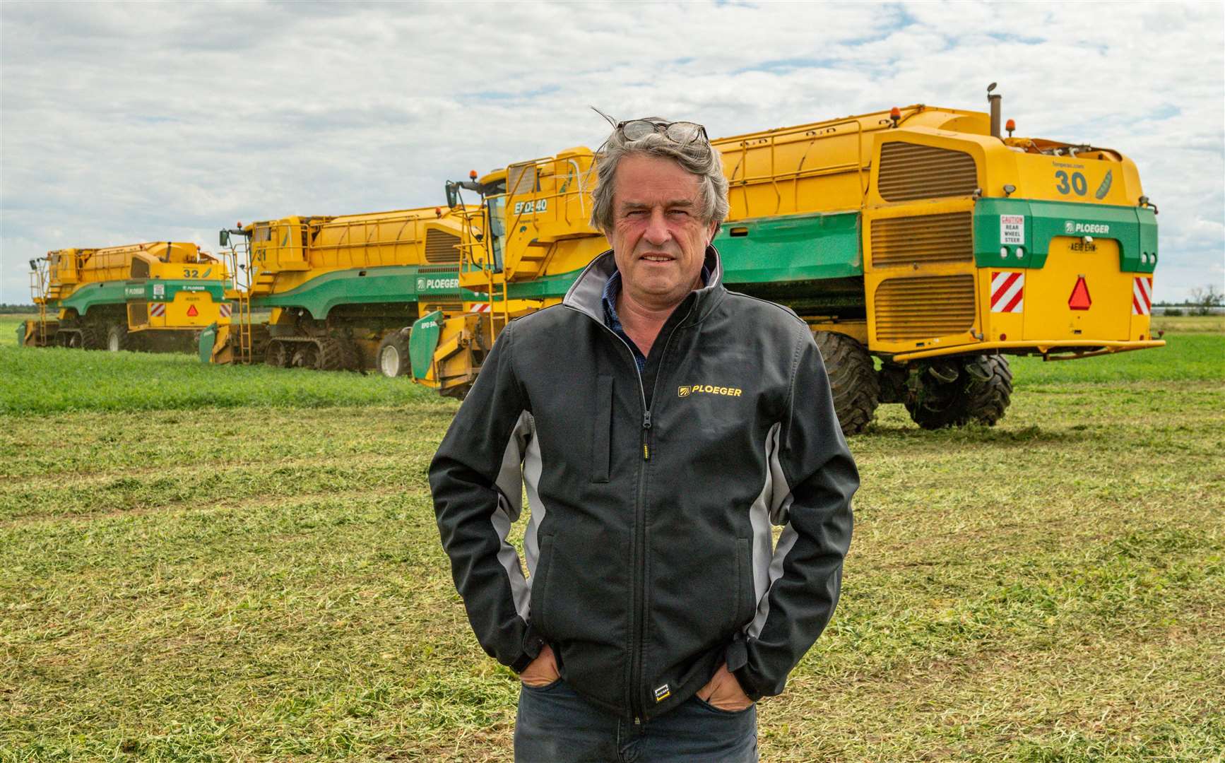 Stephen Francis, of Fen Peas, is promoting Peas on Toastand, right, a pea viner in action. PHOTO: YES PEAS CAMPAIGN