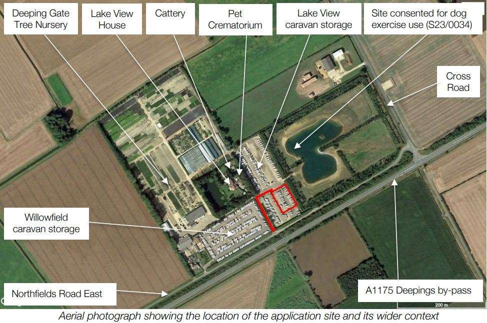 The location of the proposed facilities, off the A1175 Deepings bypass and Northfield Road East, Market Deeping