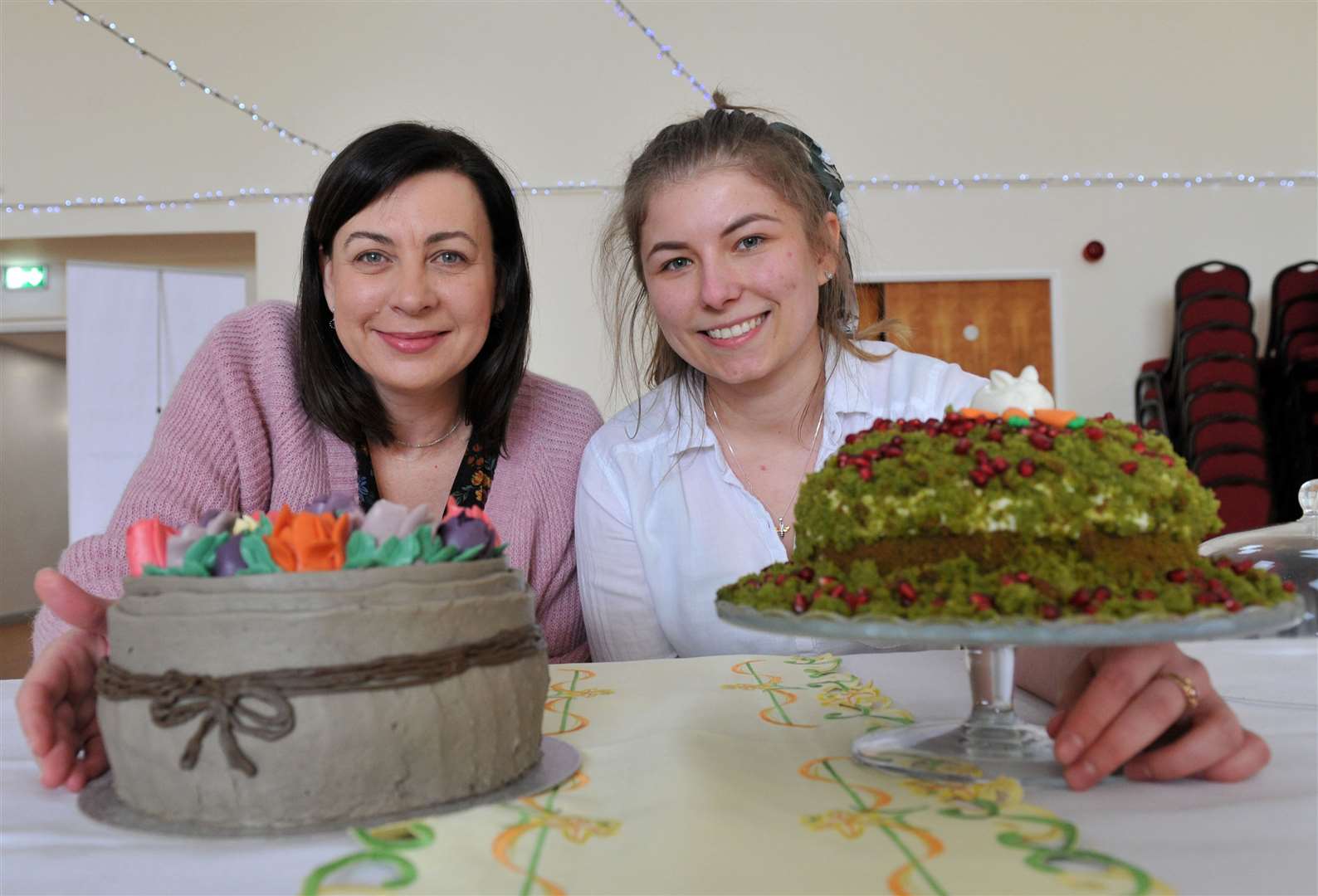 Bernadeta Wesolowska and Dominika Kaczmarek entered the cake competition. Photo: Chris Lowndes