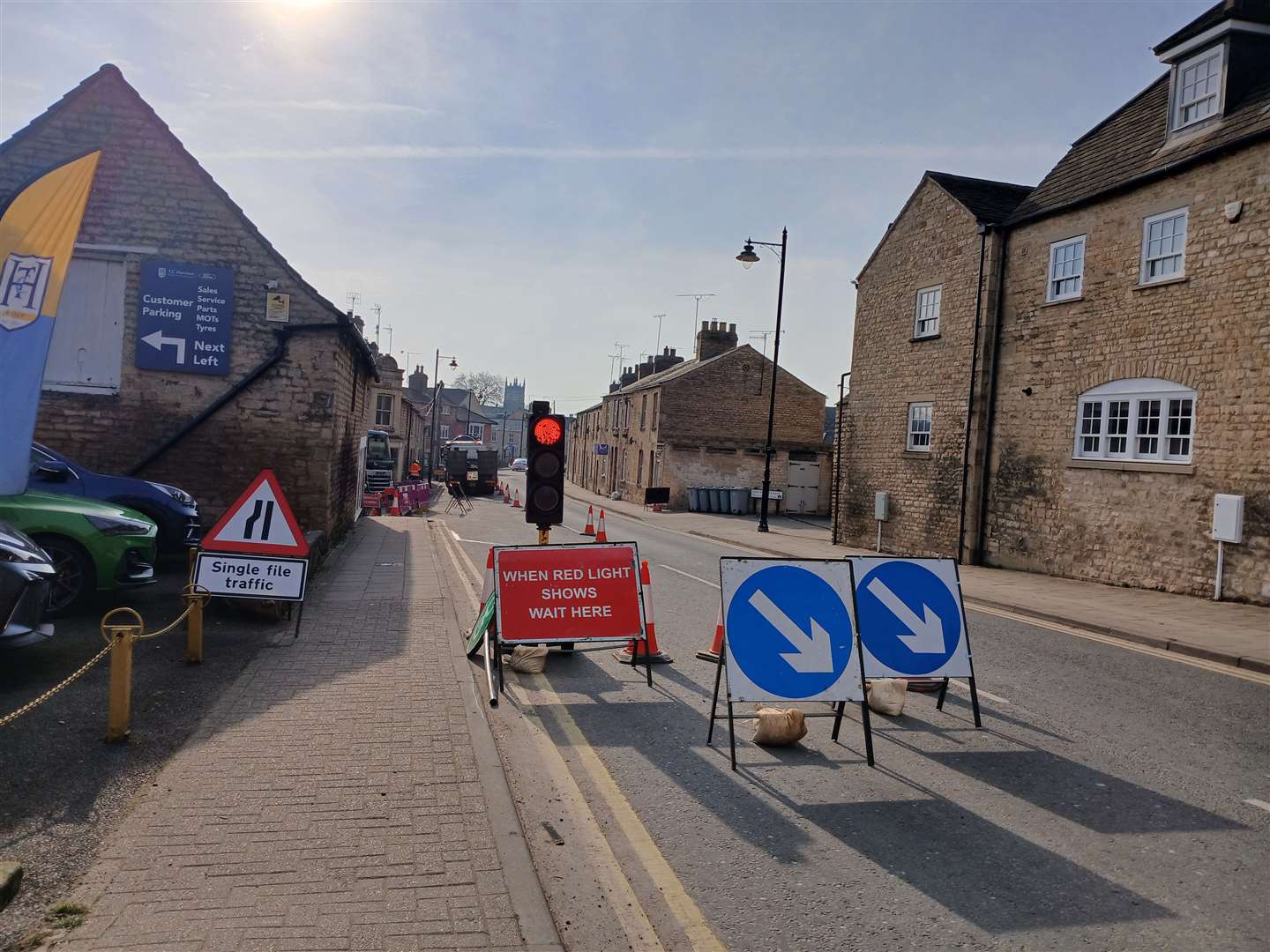 Wharf Road is down to single-lane traffic while work is going on