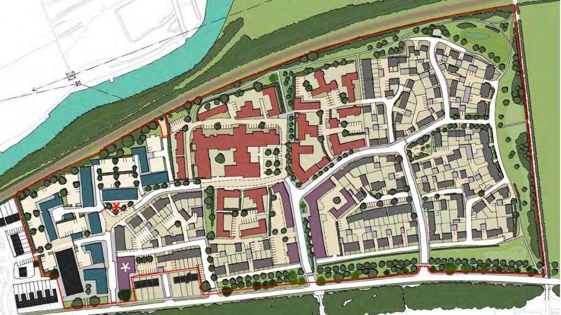 The initial layout with housing to the east and workplaces to the west