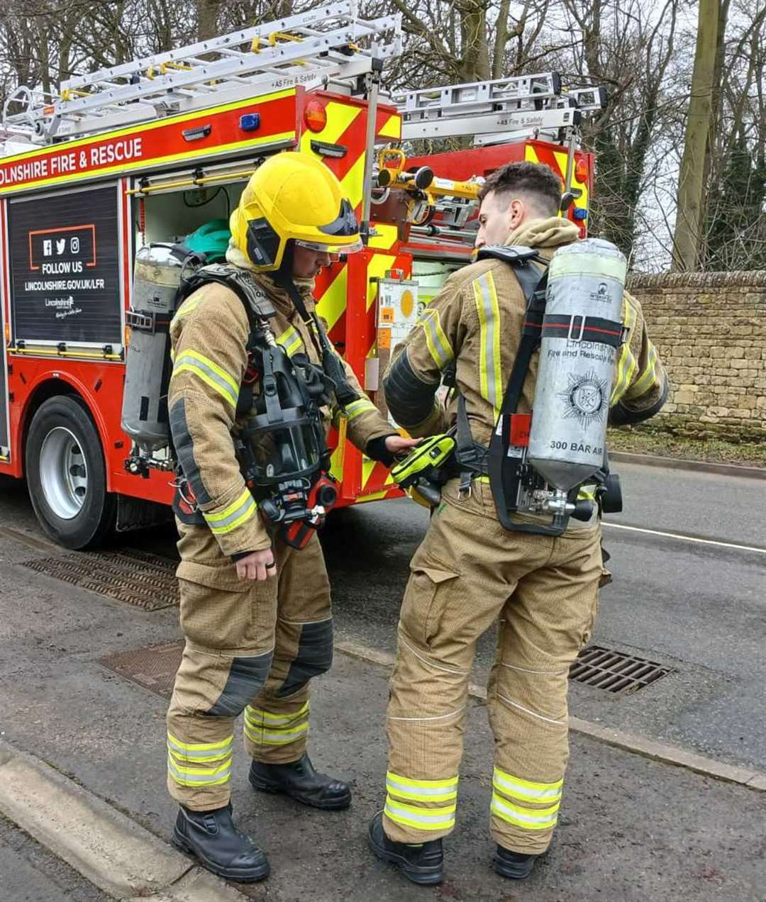 Firefighters on the scene in Barnack Road.