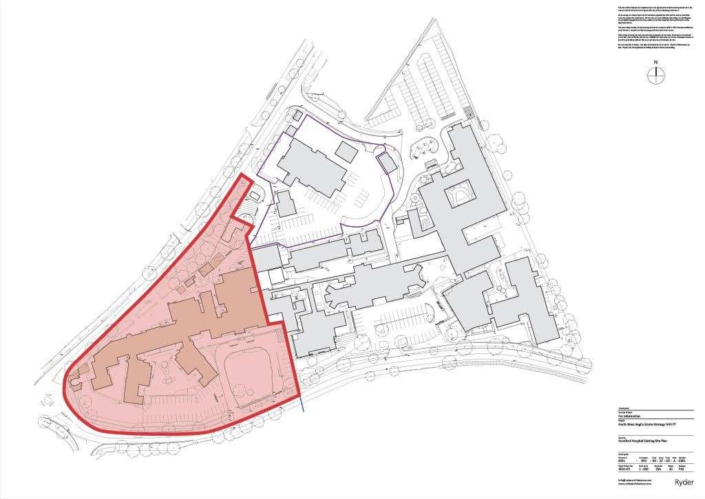 The area of the hospital site that has been sold for housing