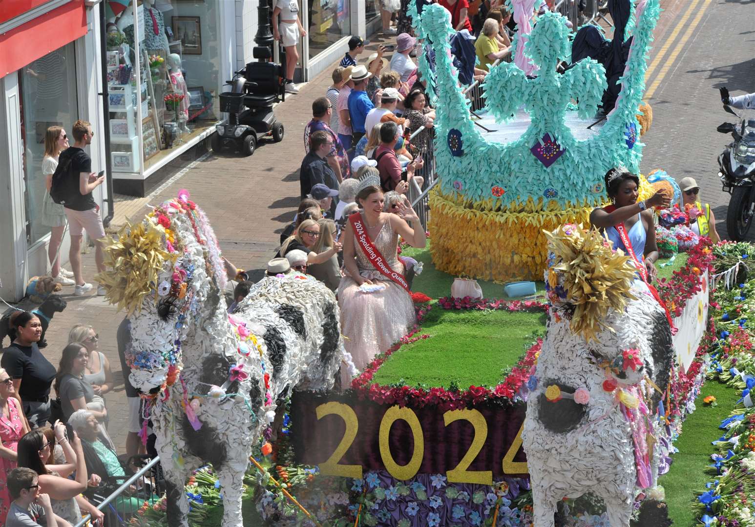 The Flower Queen's float at last year's parade