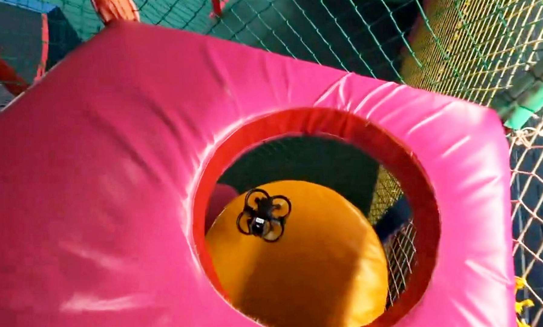 Fascinating footage shows police training drone pilots - in a children's soft play centre