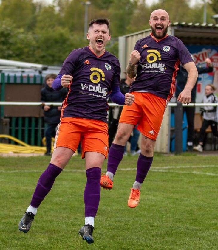Harry Allcock and Jack Gurney celebrate. Photo: Steve Nesbitt @lincssnapper