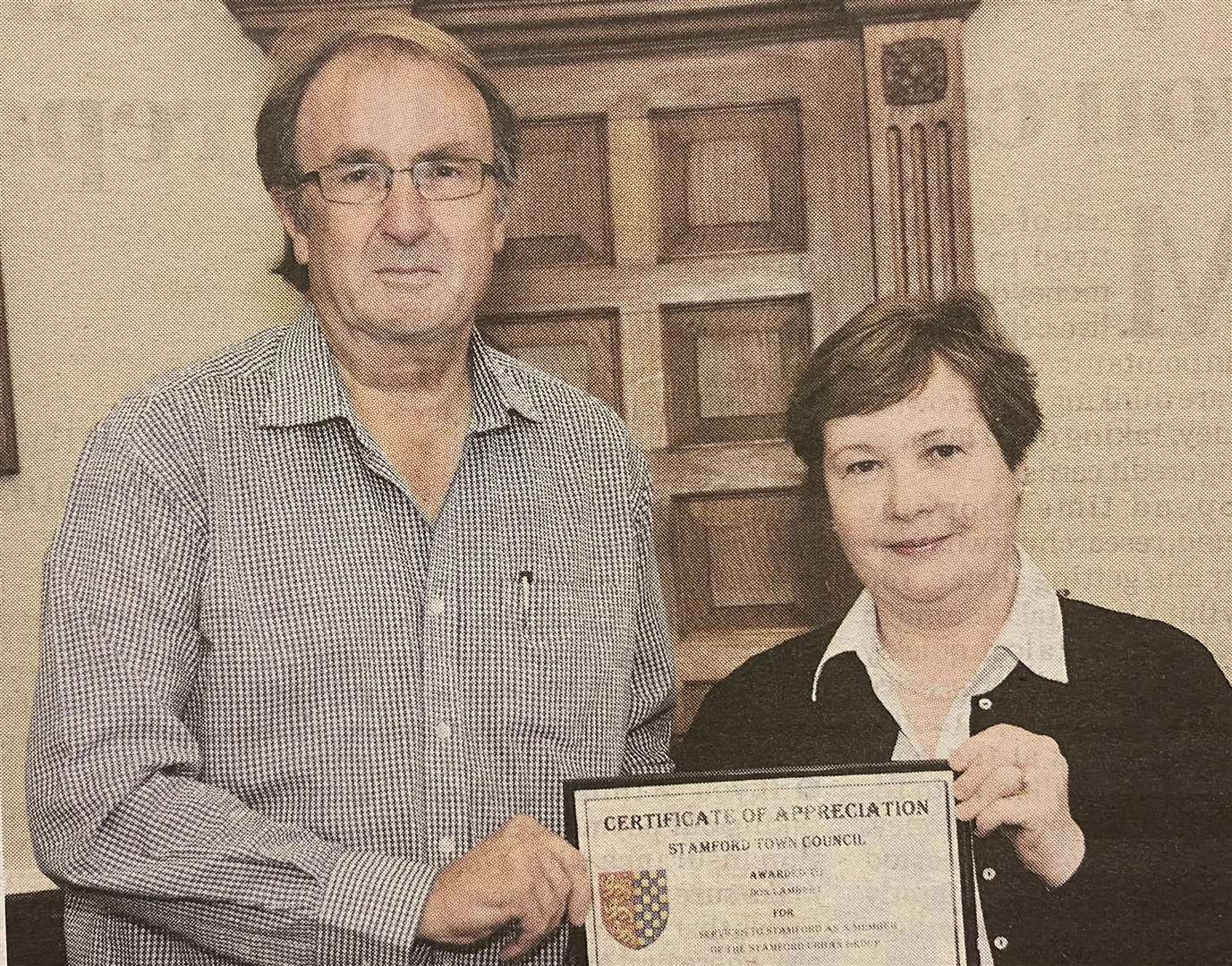 Maureen Jalili, chairman of the town council with Mr Lambert 10 years ago.