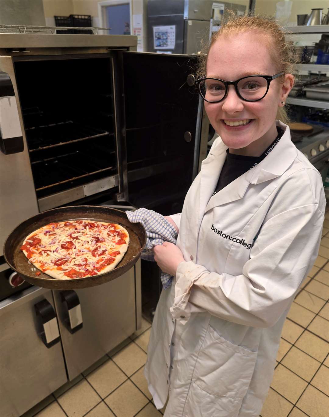 Annie enjoying the catering lesson
