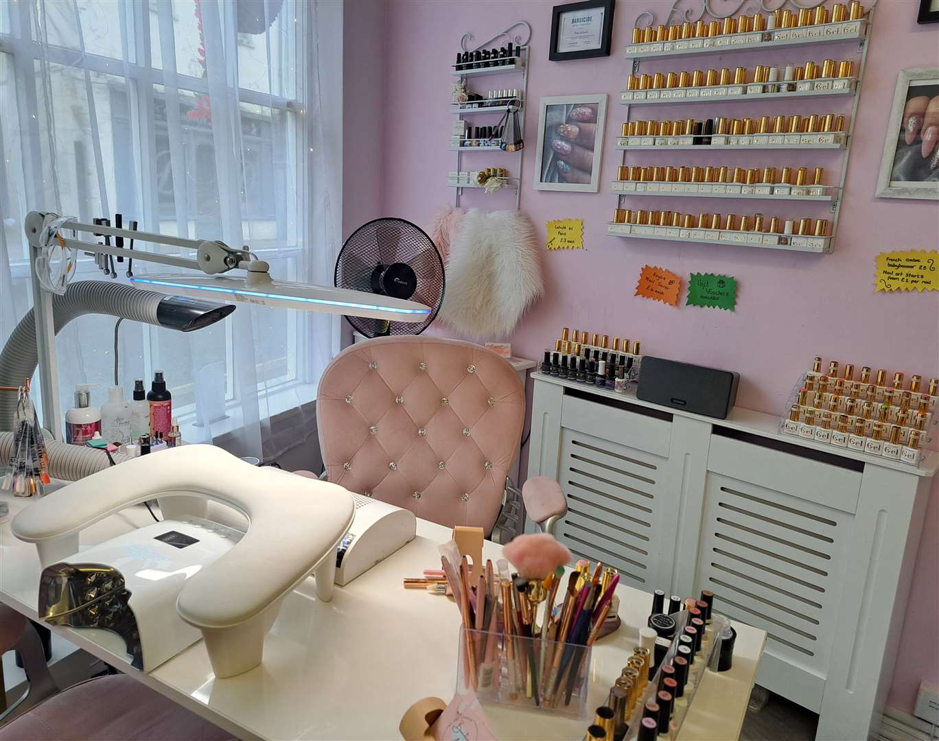 The nail salon is open Monday to Friday (9am-6pm) and Saturday (9am- 2pm)