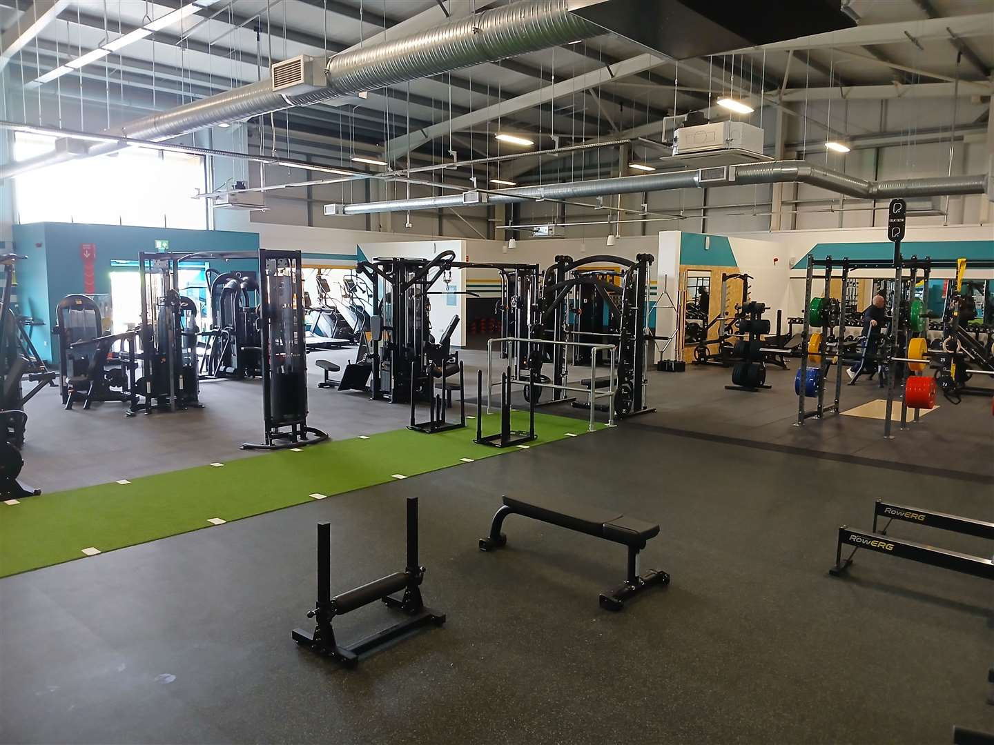 Looking across the floor of the gym