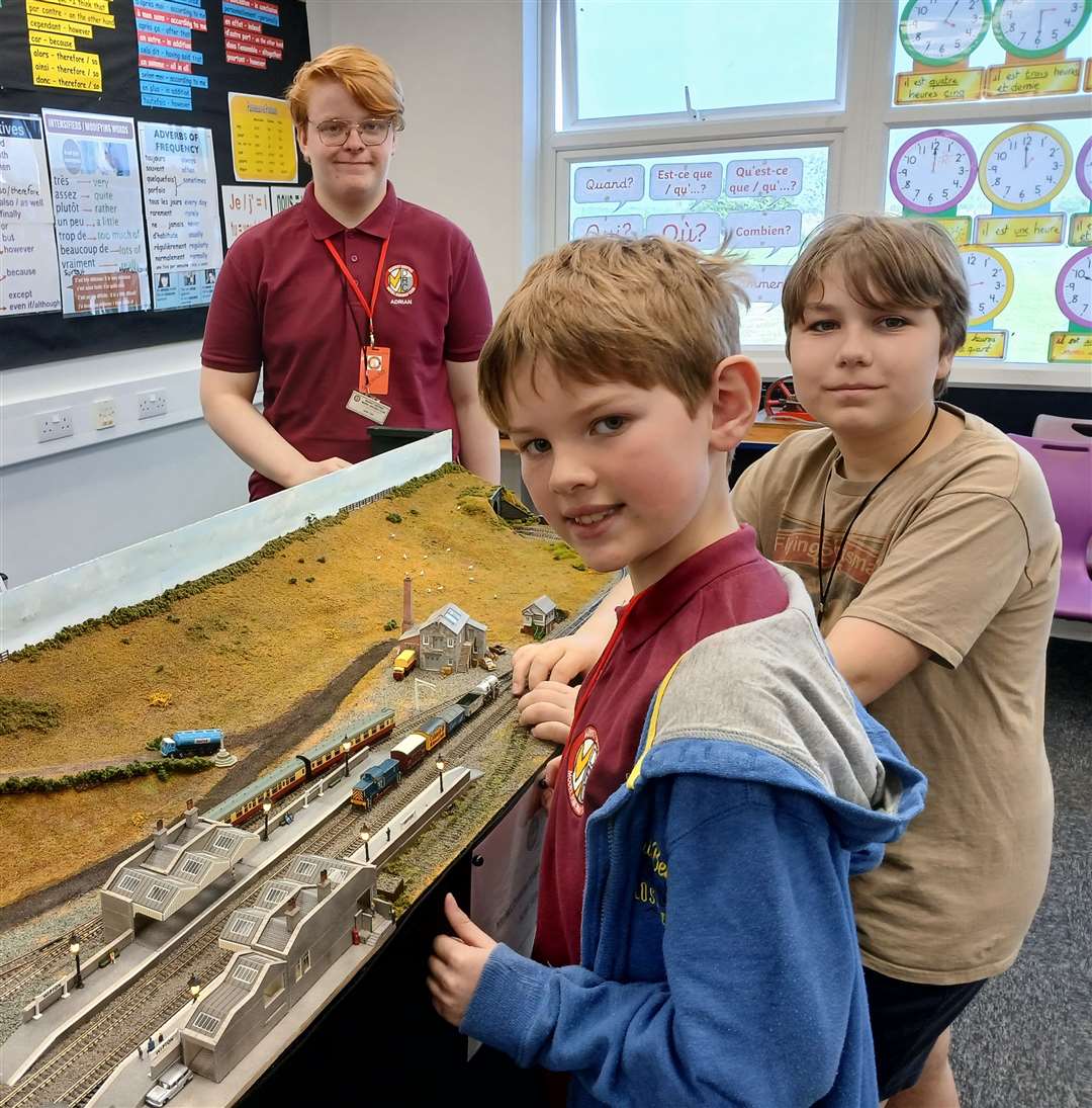 From left, Adrian, Jack and Kohle, members of Market Deeping Model Railway Club's junior section