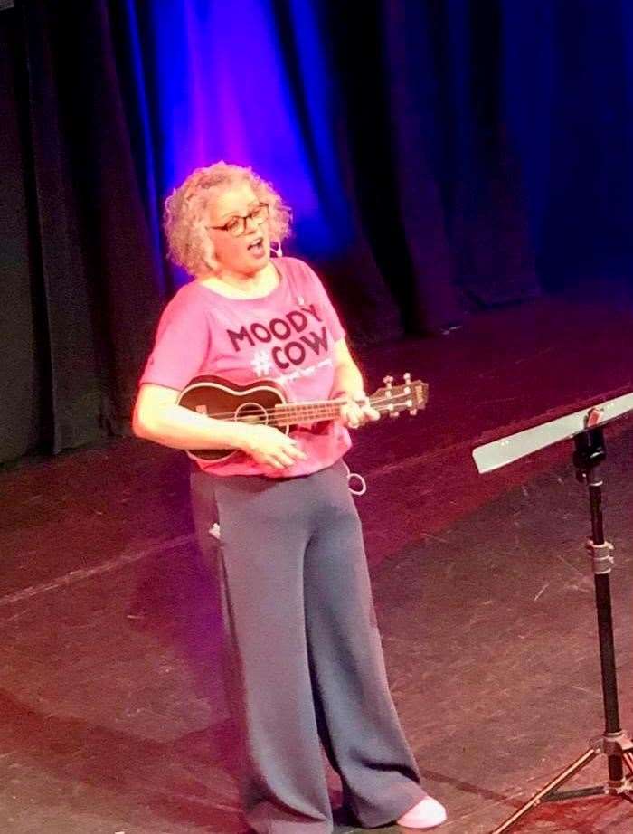 Zeph Churchill on stage at the South Holland Centre in her sell-out show Is It Me Or Is It Hot In Here? Photo submitted