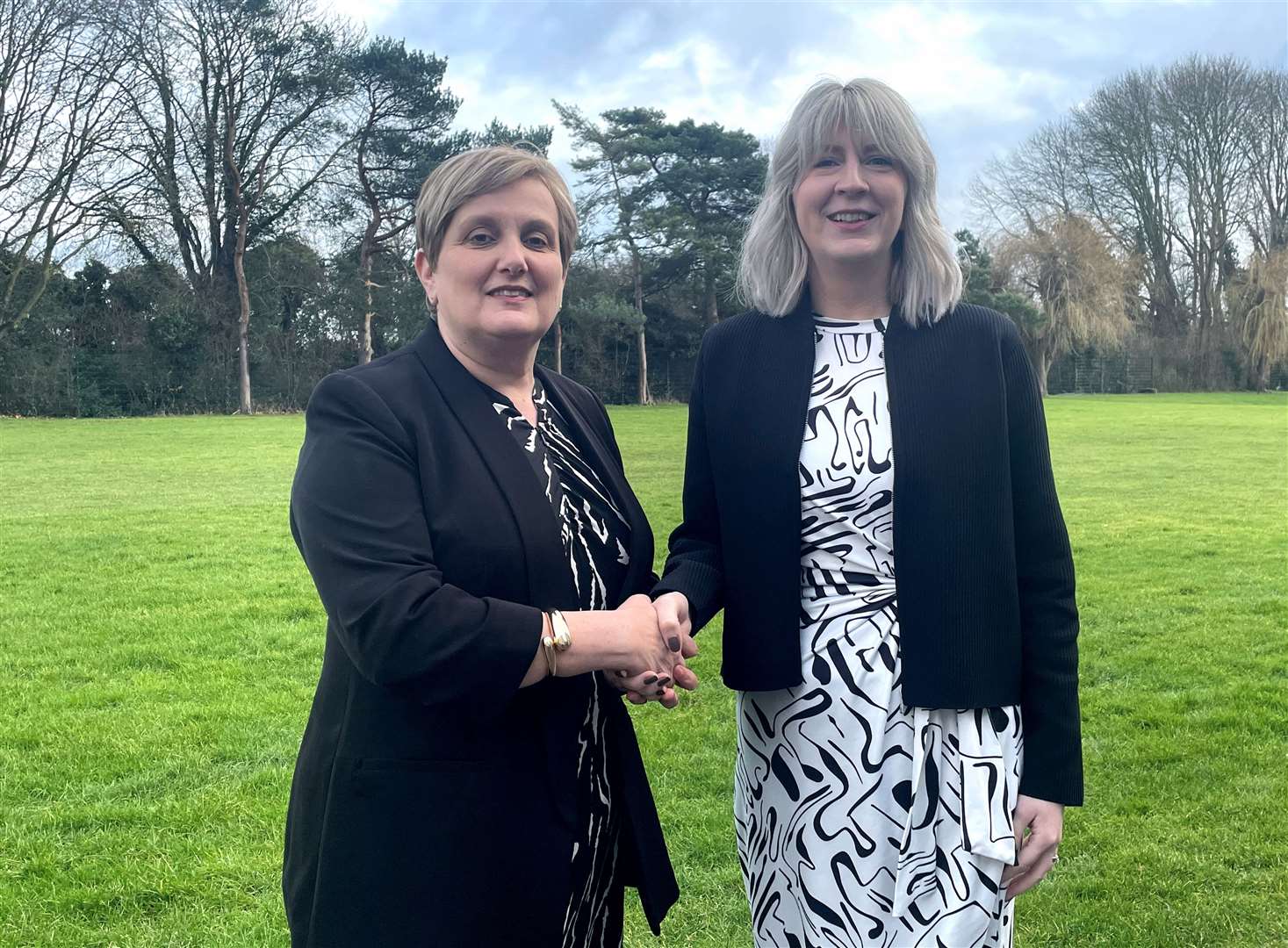 South Lincolnshire Academies Trust chief executive Lucy Conley congratulates her successor Jemma Curson