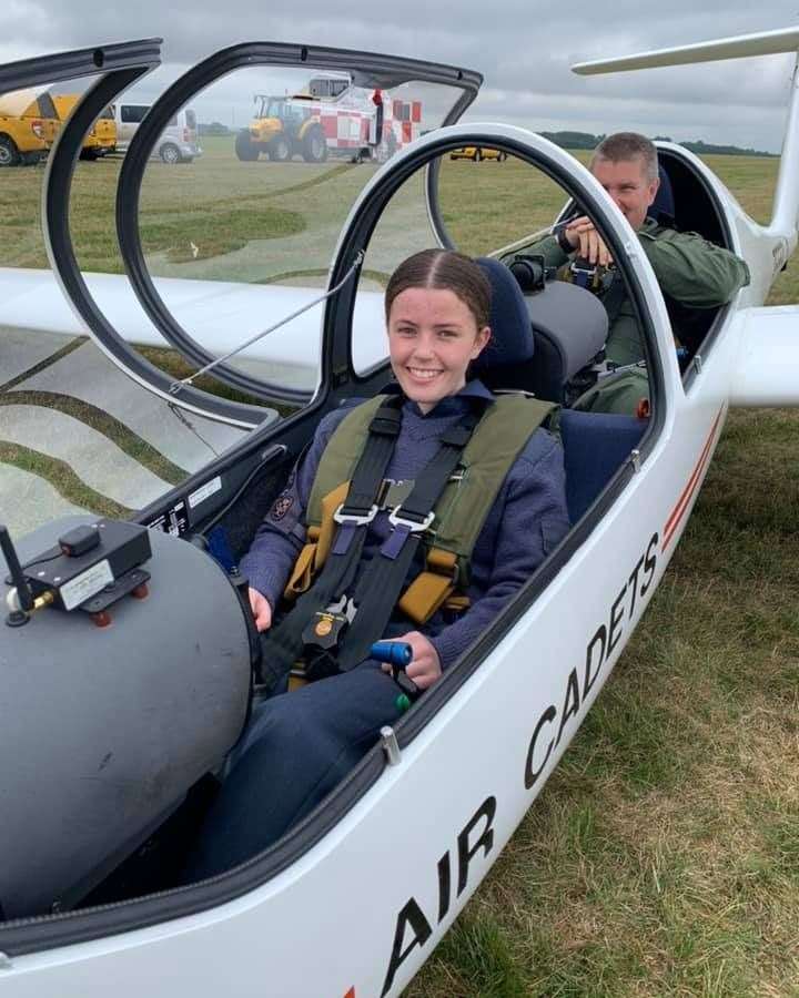 Cadet Corporal Moore landing after her first flight (51313657)